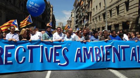 Ada Colau, Gabriel Rufián o Xavier Doménech, entre las personalidades políticas que encabezaban la protesta. L.S.