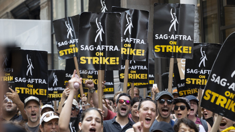 20/10/2023 - El Sindicato de Actores de Hollywood durante una manifestación en Nueva York, a 17 de julio de 2023.