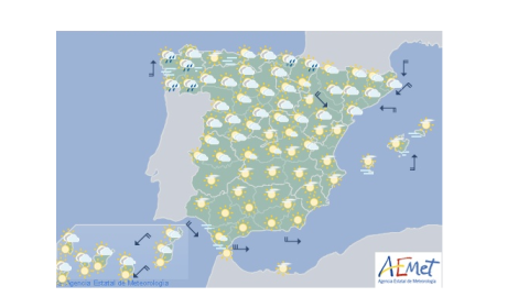 Mapa de la previsión por comunidades / AEMET