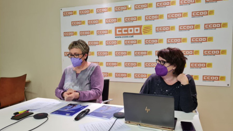 Imatge de la roda de premsa de CCOO sobre l'informe 'Treballs i crisi de la COVID-19: un impacte molt feminitzat'.