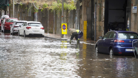 Inundaciones durante el paso de la borrasca ‘Aline’, a 19 de octubre de 2023, en Vigo, Pontevedra