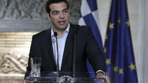 Alexis Tsipras, en la rueda de prensa ofrecida el miércoles tras reunirse con el canciller austriaco en Atenas. EFE