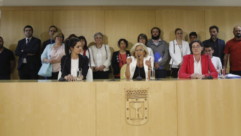 Imagen de la rueda prensa ofrecida tras la primera Junta de Gobierno del Ayuntamiento de Madrid. EFE