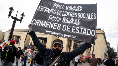 Protesta por el asesinato de líderes sociales en Colombia, a 9 de octubre de 2022.