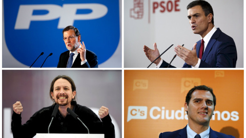 Combo de Mariano Rajoy, Pedro Sánchez, Pablo Iglesias y Albert Rivera. REUTERS