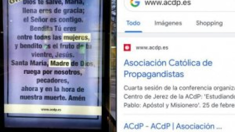 "Cuánto daño han hecho a la mujer oraciones así": el cartel católico de una marquesina por el 8M que blanquea el machismo de la religión