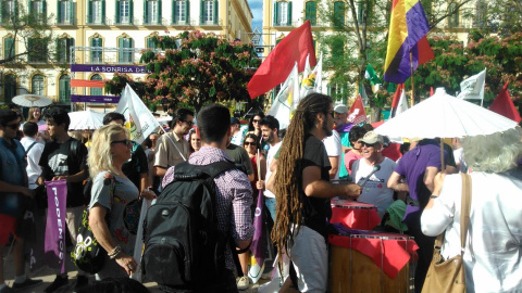 Ambiente en Málaga antes del mitin de Unidos Podemos. - JAIRO VARGAS