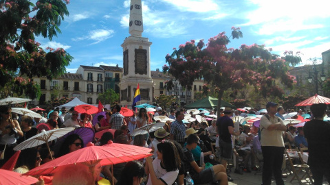 La Plaza de la Merced, Málaga, minuto antes del acto de Iñigo Errejón y Alberto Garzón.- JAIRO VARGAS