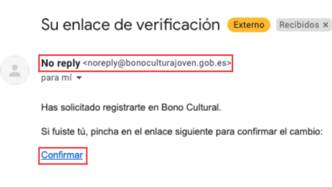 Su enlace de verificación.