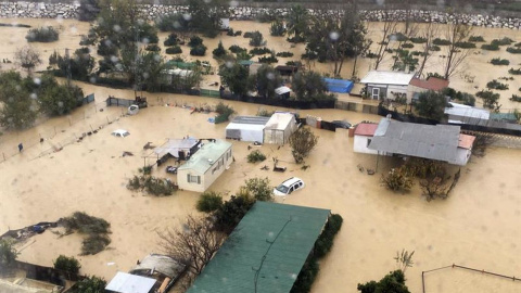 Vista de las inundaciones en el área de Cartama, en Málaga. AFP