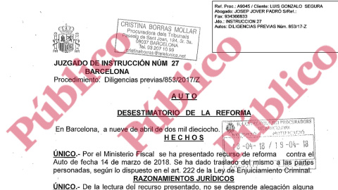 Auto en el que el juez desestima el último recurso de la Fiscalía contra el teniente Segura, sentenciando que sus manifestaciones están amparadas por la libertad de expresión.