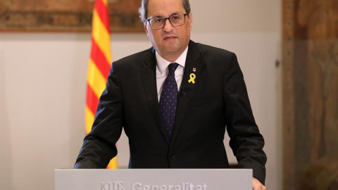 Quim Torra, durante la rueda de prensa. EFE/Generalitat de Cataluña/Jordi Bedmar