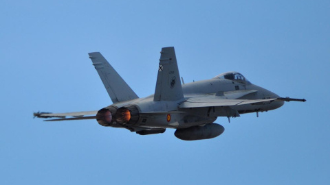 Un F-18 del Ala 12, con base en Torrejón (Madrid). EJÉRCITO DEL AIRE