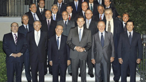 Cena de Rajoy con grandes empresarios del Ibex en Barcelona el 15 de septiembre de 2011. /EFE