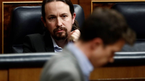 El líder de Podemos, Pablo Iglesias, y el diputado de Más País, Íñigo Errejón. (EFE)