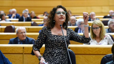 La ministra de Hacienda, María Jesús Montero, durante su intervención en la sesión de control en el pleno del Senado. EFE/ Fernando Villar