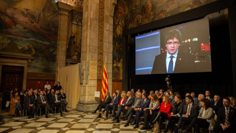 Imagen del acto celebrado en el Palau de la generalitat | David Zorrakino / EFE