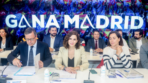 La presidenta de la Comunidad de Madrid, Isabel Díaz Ayuso, preside la Junta Directiva del Partido Popular de Madrid, en la sede regional del PP de la calle Génova, a 30 de mayo de 2023, en Madrid (España).