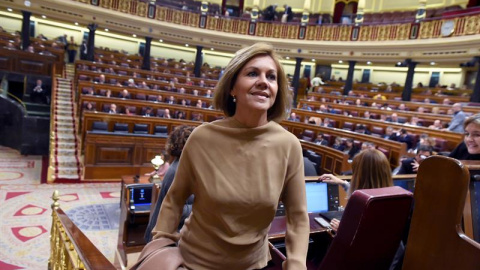 30/10/2018.- La ex secretaria general del PP María Dolores de Cospedal a su llegada al hemiciclo esta tarde en el Congreso. EFE/ Fernando Villar