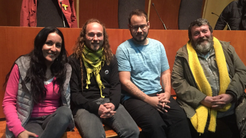 Meritxell Esquerra, Kenneth Batiste, Pablo Hásel i Manel Riu, els quatre participants en el col·loqui d'aquest divendres a Lleida.