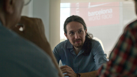 Pablo Iglesias, en la sede de Podemos en Madrid. / FOTO: DAVID SABADELL