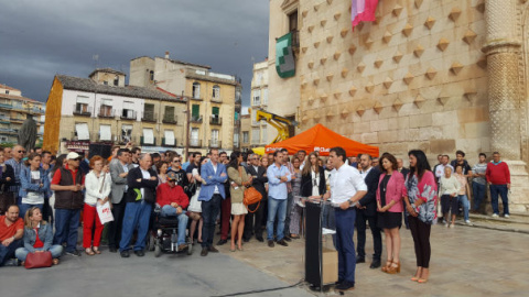 Albert Rivera, durante su intervención frente al Palacio del Infantado de Guadalajara. PÚBLICO