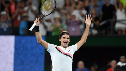 Roger Federer celebra su 20º Grand Slam en Melbourne, Australia. EFE/EPA