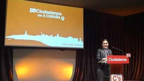 Marta Rivera de la Cruz durante su intervención en el acto de A Coruña. / Twitter Ciudadanos