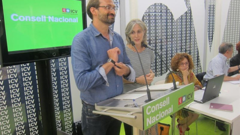 Joan Herrera y Dolors Camats, en el Consell Nacional de ICV. E.P.