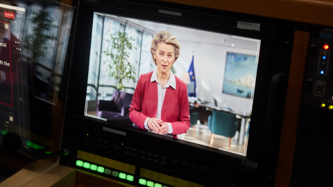 La presidenta de la Comisión Europea, Ursula von der Leyen, participa en el Consejo Europeo de Innovación por videoconferencia.