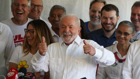 30/10/2022 Lula da Silva atiende a los medios durante la segunda vuelta de las elecciones en Brasil, en Sao Bernardo do Campo