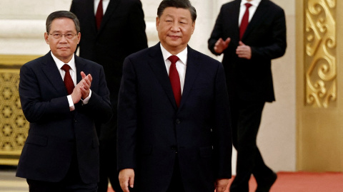 23/10/2022 Xi Jinping acude a atender a los medios en la clausura del Congreso del Partido Comunista Chino, celebrado en Pekín