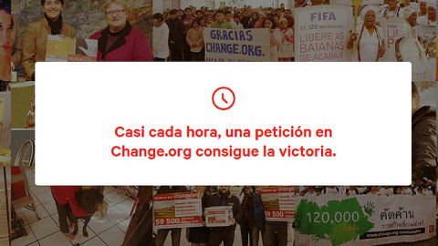 Pantalla del sitio web de Change.org.