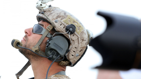 Soldado americano durante un ejercicio militar. AFP