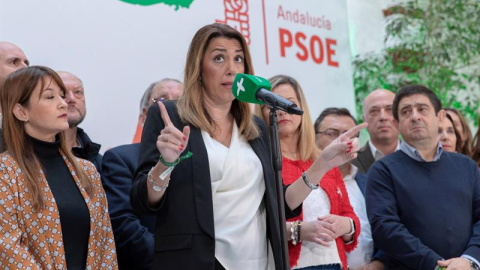 Susana Díaz, en Sevilla este lunes. EFE/Julio Muñoz