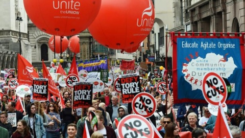 Manifestación en Londres en contra de la austeridad. EFE