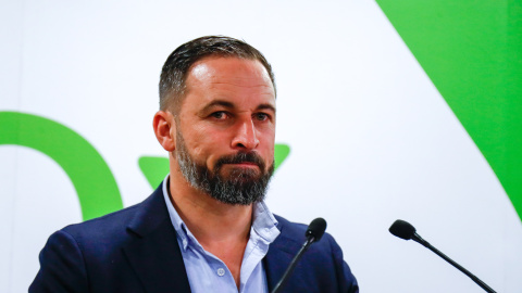 29/05/2019 -  El presidente de Vox, Santiago Abascal, en una rueda de prensa para analizar los resultados de las pasadas elecciones locales / EUROPA PRESS