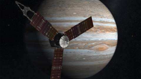 Ilustración de la nave Juno en órbita de Júpiter.- NASA/JPL-Caltech