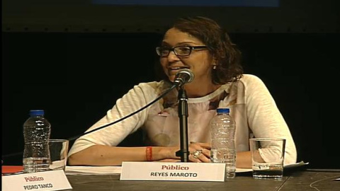 La diputada en la Asamblea de Madrid Reyes Maroto durante el debate.