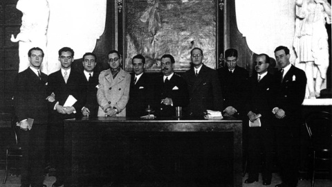 Representantes de la Generación del 27 durante la celebración del tricentenario de Góngora organizada por el Ateneo de Sevilla en diciembre de 1927