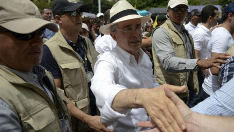 Álvaro Uribe durante una manifestación en Cali el pasado mes de agosto. - AFP