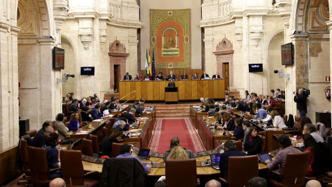 La presidenta de la Junta de Andalucía, Susana Díaz comparece en el Parlamento andaluz.