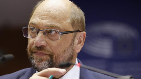 El presidente del Parlamento Europeo, Martin Schulz, durante un pleno sobre la crisis de los refugiados en el Parlamento Europeo en Bruselas, Bélgica hoy 16 de septiembre de 2015. El Parlamento Europeo votará el próximo jueves su apoyo al i