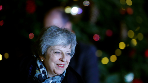 La primera ministra británica, Theresa May, a su llegada a Downing Street. - REUTERS