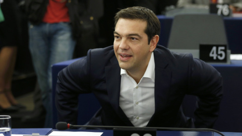 El primer ministro griego Alexis Tsipras, en su llegada al Parlamento Europeo de Estrasburgo. REUTERS