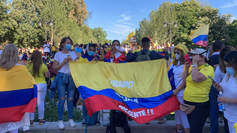 Los manifestantes en el parque de El Retiro de Madrid.