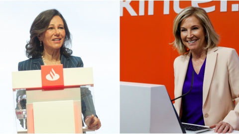 La presidenta de Banco Santander, Ana P. Botín, y la consejera delegada de Bankinter, María Dolores Dancausa. EFE