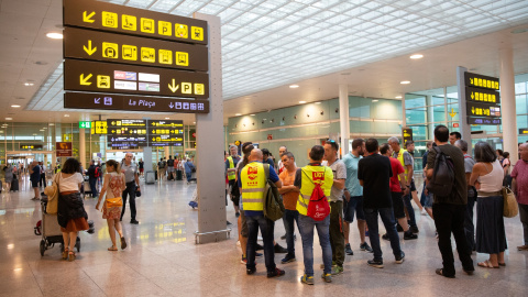 27/07/2019 - Imágenes de la huelga del personal de tierra de Iberia en Barcelona (El Prat)./ EUROPA PRESS (DAVID ZORRAKINO)