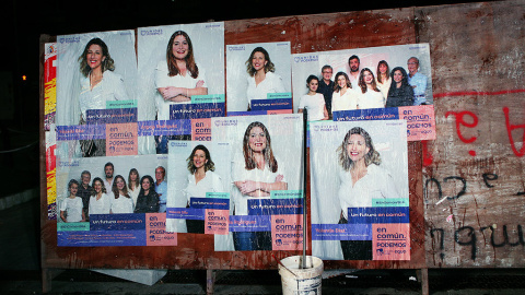 Carteles electorales de Galicia En común para las elecciones generales de abril de 2019.