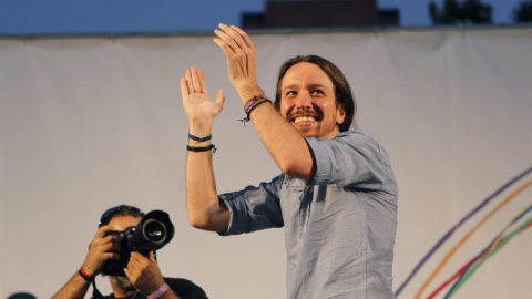 Pablo Iglesias, durante el acto. EFE/Víctor Lerena